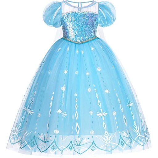 Elsa Frozen -asu, tyttöjen cosplay-asu, Elsa Frozen -karnevaaliasu, Halloween-naamio, tyttöjen mekko, Elsa Frozen V290