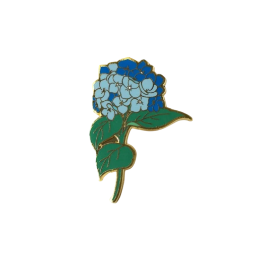 Emaille-Pin mit blauen Blumen und Blättern botanische Brosche metallischer Anstecker blaue grüne Blumenmuster Zubehör für Rucksack Kleidungsklappe