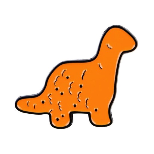 Emaliowany pin w kształcie dinozaurzej nugget z kurczaka około 3 × 2,7 cm metalowy pin na klapę plecaka ubrania zabawna broszka dodatek biżuteria