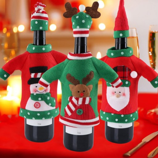 Embalagem de Natal para Garrafa com Gorro