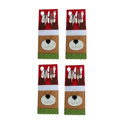 Embalagem de Natal para Talheres Urso 4 pcs