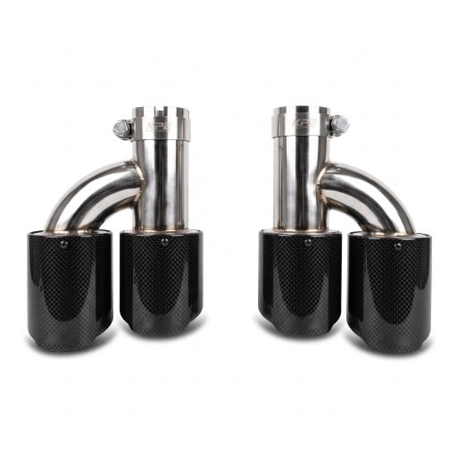 Embouts d'échappement doubles, ensemble gauche et droit, entrée 56 mm, sortie 89 mm, carbone véritable, noir et argent, pour échappement arrière