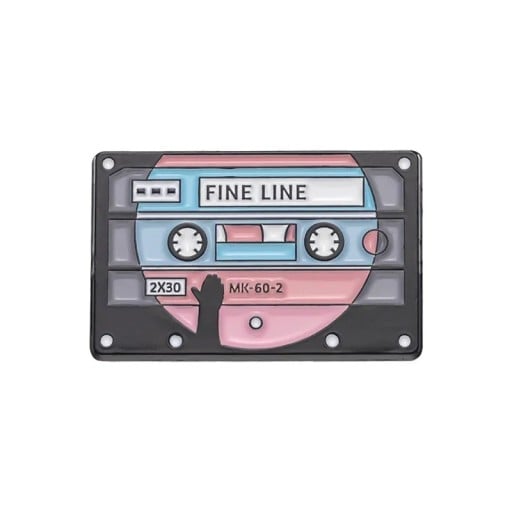 Enamel Pin Music Cassette Fine Line Approx 1.8 × 3 cm Metal Brooch Blue-Pink Retro Badge for Lapel Backpack Bag