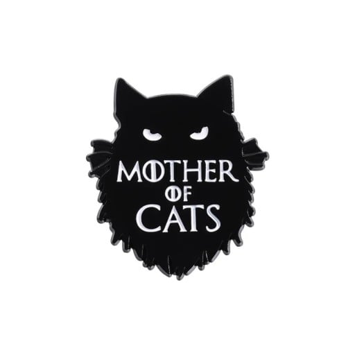 Enamelled Cat Pin with the Inscription Mother of Cats Approximately 2.8 × 2.5 cm Black Animal Badge Brooch for Lapel Backpack Clothing