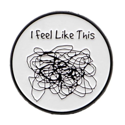 Enamelled Pin Badge with Quote Abstract Drawing Approx. 3 × 3 cm Metal Brooch White Black Minimalist Design Accessory for Backpack