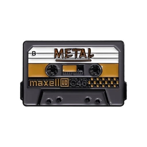 Enamelled Pin Music Cassette Metal Approx 1.8 × 2.8 cm Metal Brooch Grey-Yellow Retro Badge for Lapel Backpack Bag