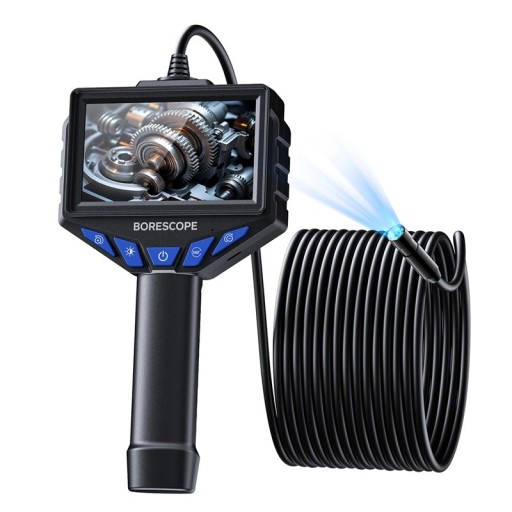 Endoscopic Borescope Camera 1080P with Two Lenses 8 mm Probe 4.3" IPS Display Cable 2 m IP67 Black with Handle for Pipes and Cars