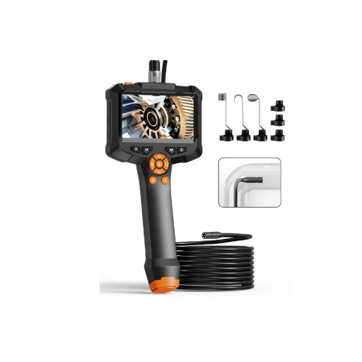 Endoscopio dual 4.3&quot; 1080p con lente LED de 8 mm, cámara de inspección con pantalla impermeable IP67 con cable fijo de 1 m sin necesidad de Wi-Fi