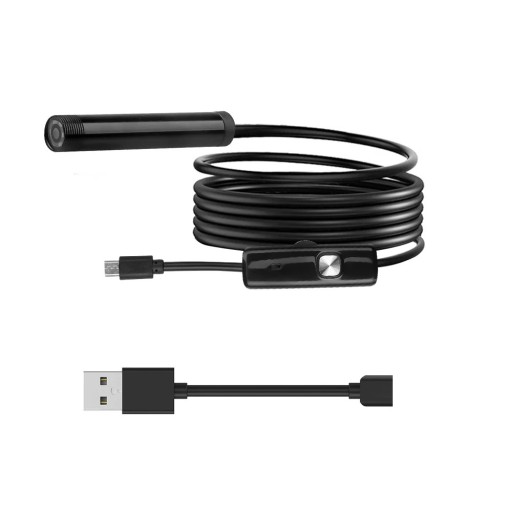 Endoscopio USB 7mm IP67 telecamera di ispezione impermeabile con LED per Android e PC Telecamera a serpente 1m per auto, tubi e riparazioni