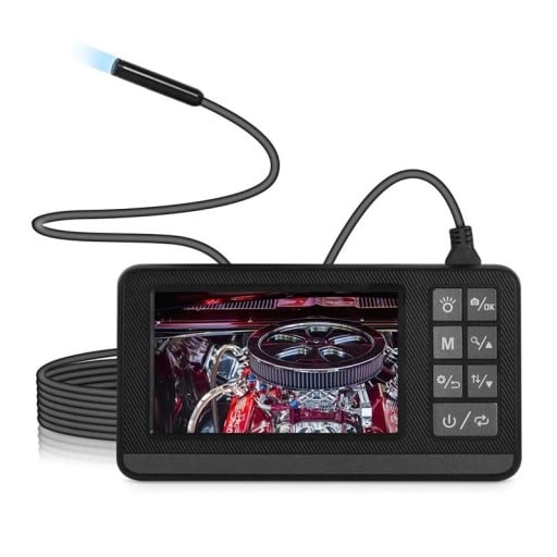Endoskopická kamera 1080P HD s LED světlem 8 mm objektiv 4,3" LCD displej kabel 5 m IP67 voděodolná černá pro opravy a údržbu aut