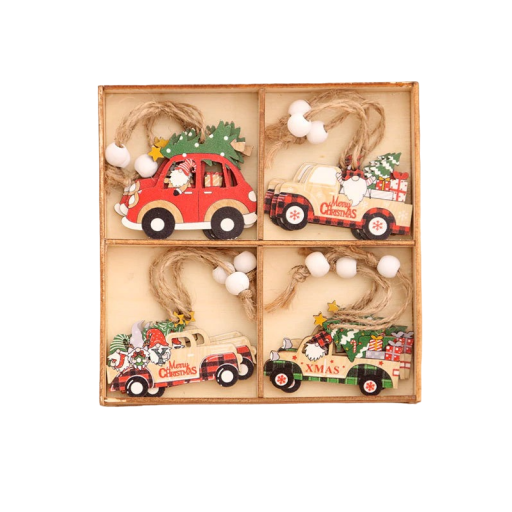 Enfeites de Natal de Madeira para Carro 12 pcs