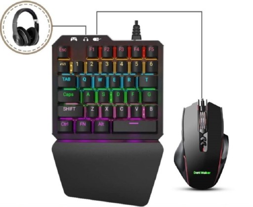 Enhånds gamingtastatur og -mus