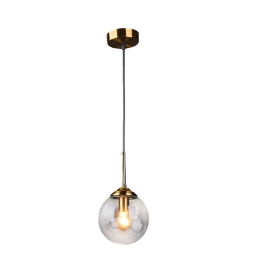 Enkel LED-loftslampe med 1 pære Moderne luksuriøs metallysekrone i skandinavisk stil Glaspendellampe E14 Varmt hvidt lys 90-260V 25×15 cm