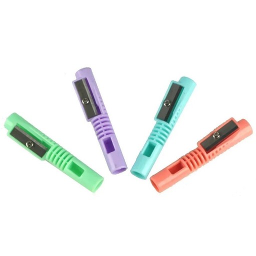 Ensemble d'embouts pour crayon avec taille-crayon et sifflet Taille-crayon multifonction pour crayons Sifflet avec taille-crayon 6,6 x 1,1 cm 4 pièces