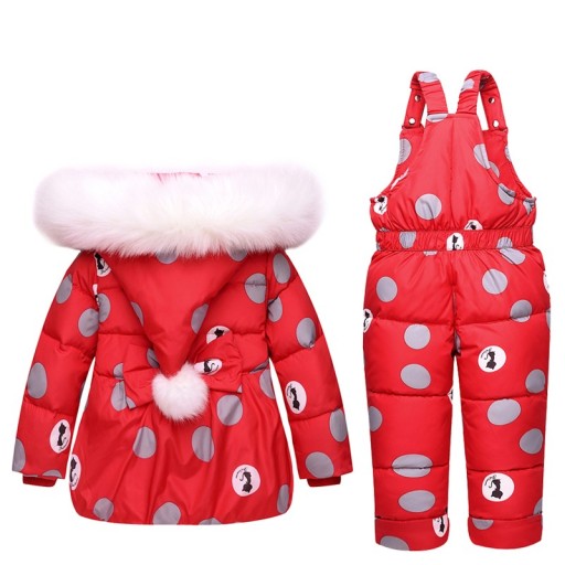 Ensemble d'hiver pour fille à pois - Veste et pantalon J2505