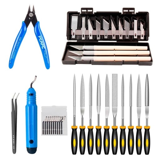 Ensemble d'outils pour la réparation et le nettoyage des impressions 3D Pince Pince à épiler Grattoir à sculpture Limes 3 poignées avec 13 lames interchangeables