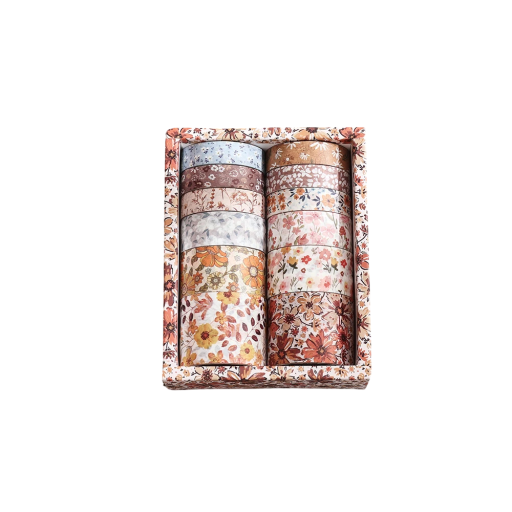 Ensemble de 12 rouleaux de ruban à motif floral Rhapsodia 2 m pour décorer des journaux, des planificateurs, des invitations et d'autres projets créatifs