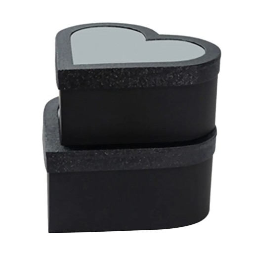 Ensemble de 2 boîtes cadeaux en papier noir en forme de cœur Boîte cadeau élégante Décoration de mariage Emballage de luxe Saint-Valentin 20x9 cm