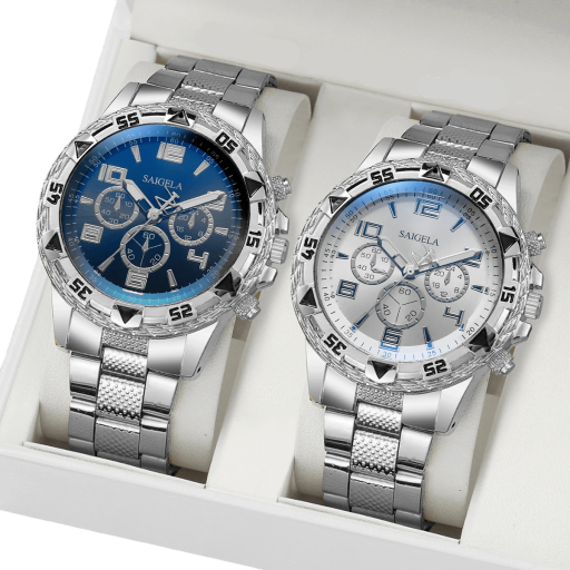 Ensemble de 2 pièces montres pour hommes Design moderne Cadran classique Boîtier en métal Alliage Accessoire élégant Cadeau stylé pour hommes