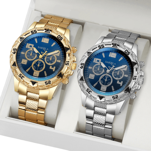 Ensemble de 2 pièces montres pour hommes Design moderne Cadran classique Boîtier en métal Alliage Accessoire élégant Cadeau stylé pour hommes