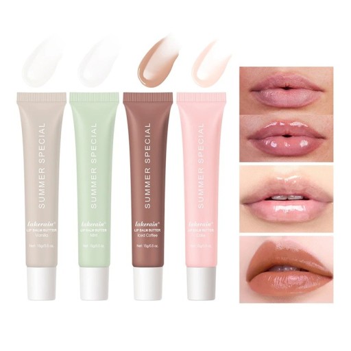 Ensemble de 4 baumes à lèvres brillants été 15 g Hydratation et protection des lèvres Soin d'été pour les lèvres Brillance et nutrition pour les lèvres sèches Composition naturelle pour la douceur