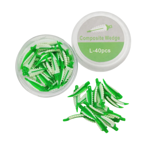 Ensemble de 40 coins interdentaires L Vert Composites 270° coins en silicone d'étanchéité Matériau dentaire adaptatif pour la restauration des dents Outils dentaires professionnels
