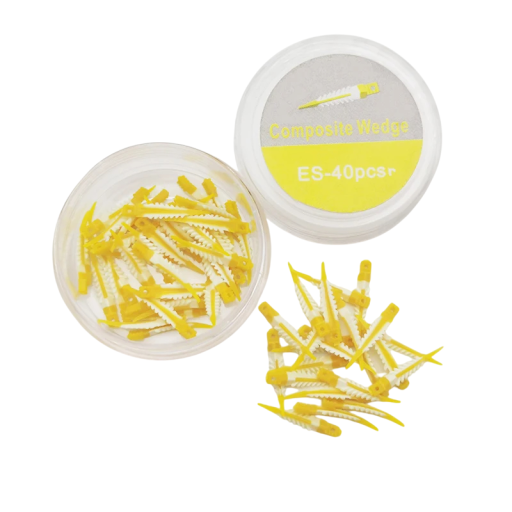 Ensemble de 40 pièces de coins interdentaires ES Extra petit Jaune mini coin composite 270° coins en silicone d'étanchéité Matériau adaptatif pour la restauration dentaire