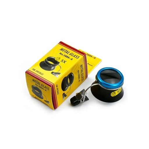 Ensemble de 5 loupes d'horloger avec pince pour lunettes Agrandissement 5× Modèle 3886-A Loupe noire avec cadre en métal Optique précise pour un travail minutieux