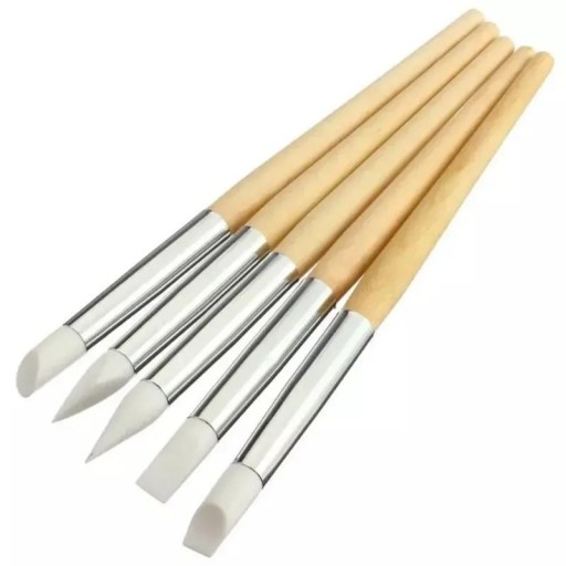 Ensemble de 5 outils de modelage en silicone avec poignée en bois pour nettoyage délicat et travail de précision sur les montres