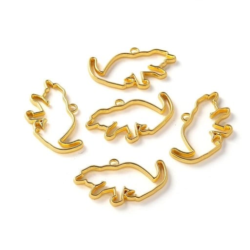 Ensemble de 5 pièces de pendentifs en métal chat couché 41,7 mm Pendentif en or pour bijoux Fabrication de boucles d'oreilles bracelets colliers