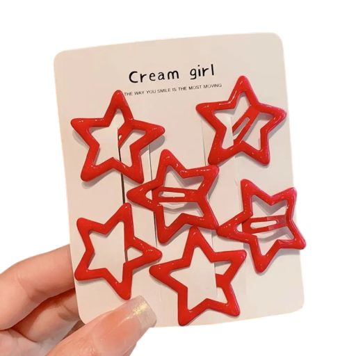 Ensemble de 6 pinces à cheveux en forme d'étoile Pinces métalliques élégantes Accessoires mignons pour enfants Pinces à cheveux pour filles Pinces étoilées colorées