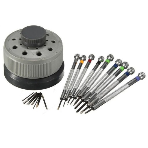 Ensemble de 9 tournevis horlogers avec embouts interchangeables et support rotatif pour réparations de montres, lunettes et électronique