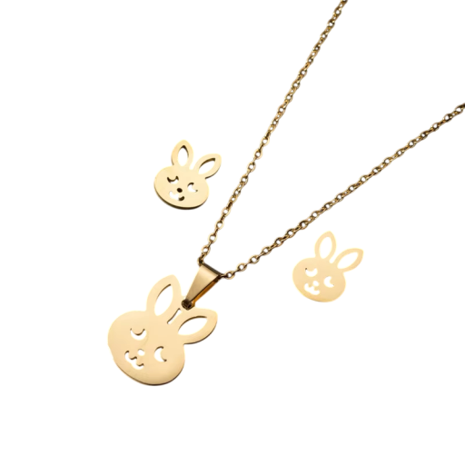 Ensemble de bijoux en acier inoxydable Collier 45 cm et boucles d'oreilles pour femmes et filles Cadeau de mariage d'été à la plage Accessoire de mode