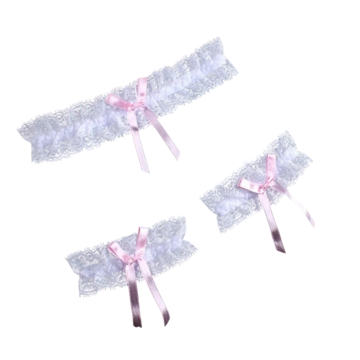 Ensemble de choker et bracelets pour femmes avec nœud, set en dentelle extensible pour le cou et le poignet, accessoire élastique rose pour un usage quotidien
