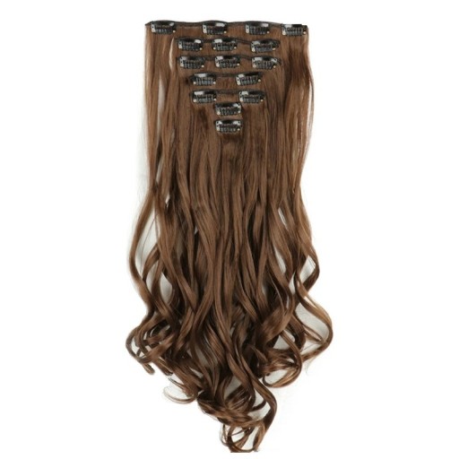 Ensemble de clip in extensions ondulées 55 cm cheveux synthétiques résistants à la chaleur pour allonger et épaissir les cheveux 7 pièces 130 g