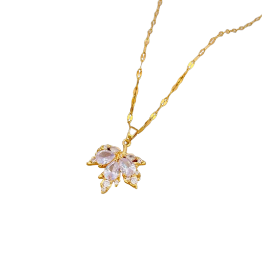 Ensemble de collier et boucles d'oreilles en forme de feuille