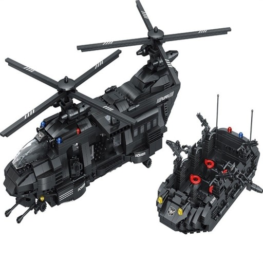 Ensemble de construction hélicoptère de police et bateau 1351 pièces
