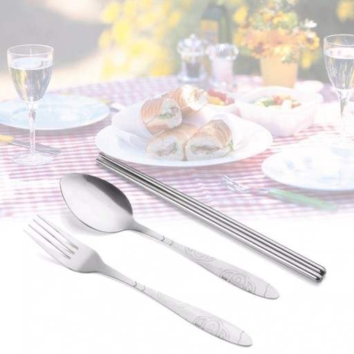 Ensemble de couverts en acier inoxydable et baguettes de voyage