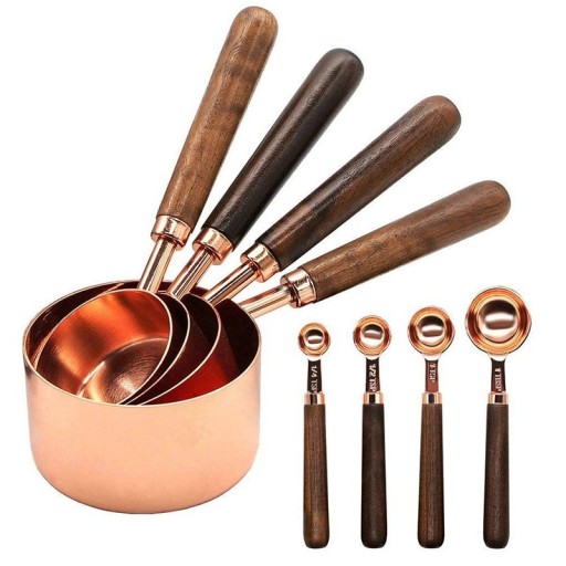Ensemble de cuillères doseuses avec poignée en bois 8 pcs