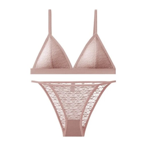 Ensemble de lingerie en dentelle pour femmes avec soutien-gorge et culottes à motif délicat en élasthanne polyamide pour un usage quotidien