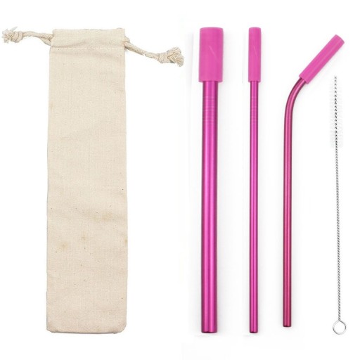 Ensemble de pailles en acier inoxydable avec étui 3 pcs