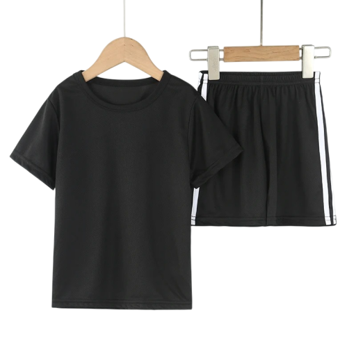 Ensemble de sport pour garçon t-shirt et shorts à taille élastique O col léger ensemble d'été pour enfants actifs