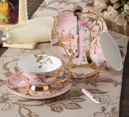 Ensemble de thé avec motif nature 6 pièces