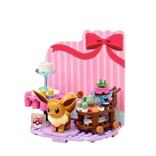 Ensemble Eevee 10,5 x 7,2 x 11 cm Figurine Pokémon Thé Décor pour enfants Socle pliable Ensemble pour enfants Âge 6+