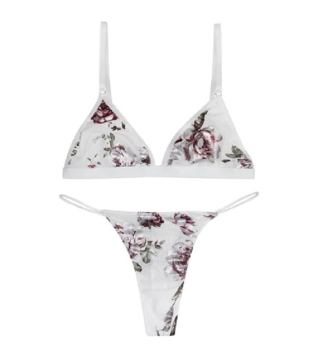 Ensemble fleuri - Soutien-gorge et culottes brésiliennes