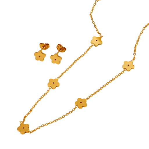 Ensemble harmonieux collier boucles d'oreilles en acier inoxydable Bijoux élégants assortis pour femmes avec éclat Accessoires durables pour femmes