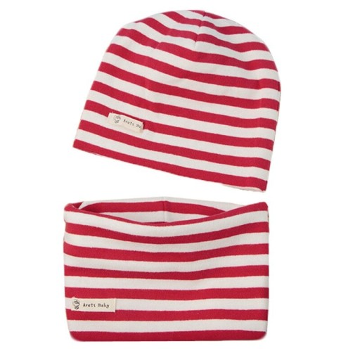 Ensemble rayé pour enfants avec bonnet et col