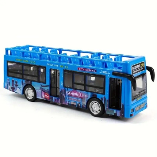 Envåningsbuss Plastmodell av stadsbuss Transportleksak för barn Realistisk bil Buss Present till pojkar och flickor