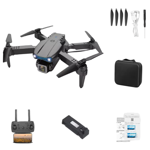 Επαγγελματικός αναδιπλούμενος drone 4K με μπροστινή κάμερα WiFi FPV 50x ζουμ LED φως Τηλεχειριστήριο Εφαρμογή Θήκη αποθήκευσης 28 x 22 x 5,3 εκ.