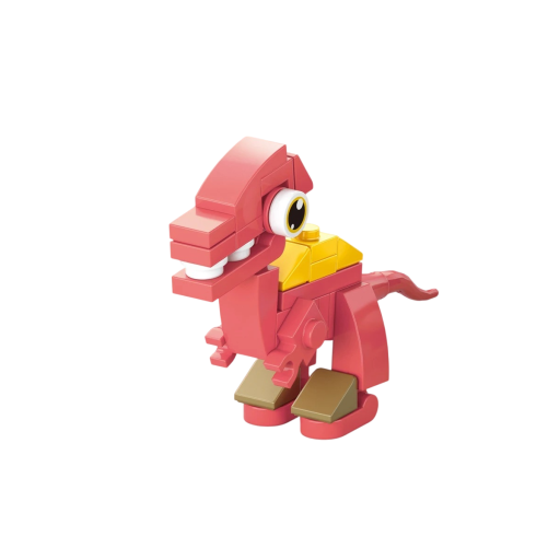 Építőjáték piros tyrannosaurus 7,5 x 5,4 x 2,1 cm 37 darab Aranyos mini dinoszaurusz dekoratív modell kreatív alkotáshoz